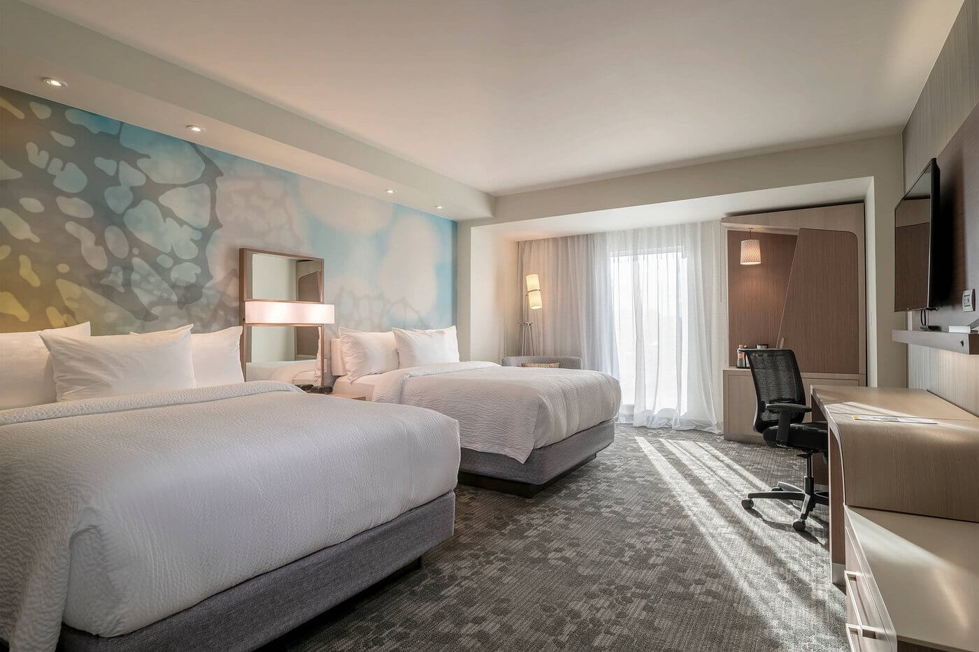 Courtyard by Marriott Ciudad Juarez – Habitacion doble Habitación doble del Courtyard by Marriott Ciudad Juarez para viajeros de negocios